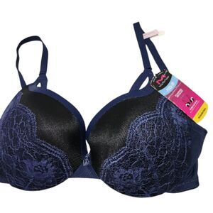 Maidenform Push Up Bra Size 34D Navy Blue Color Plunging Neckline